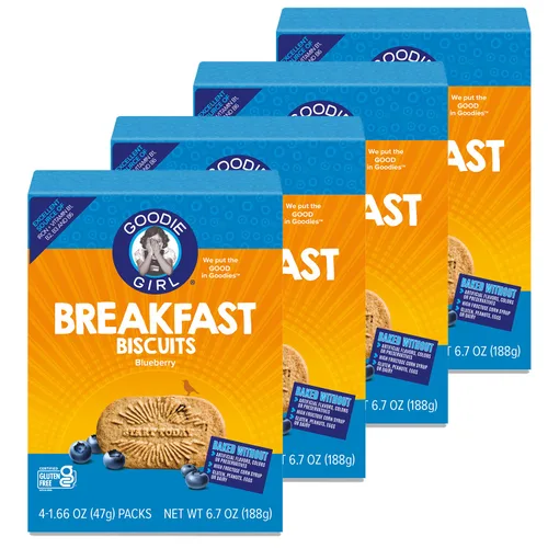 Goodie Girl, galletas de desayuno de arándanos, sin gluten, sin maní, vegano, kosher, incluye 4 cajas, 16 paquetes en total