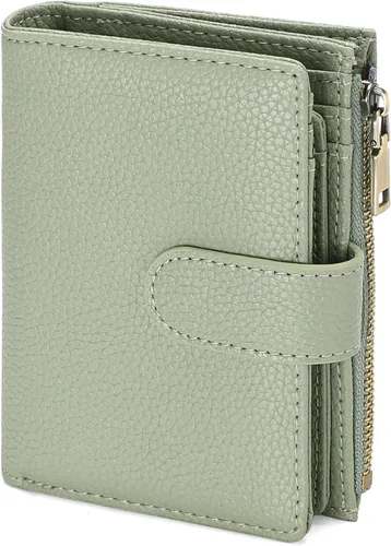 Miniatura 11 de GAEKEAO Cartera pequeña de cuero vegano con bloqueo RFID plegable para mujer, tarjetero compacto con bolsillo con cremallera y ventana
