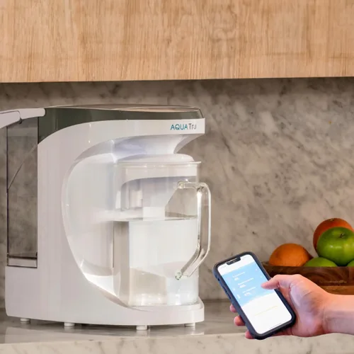 Miniatura 6 de Purificador de agua de carátula inteligente AquaTru para mostrador Sistema de ósmosis inversa de 4 etapas conectado a la aplicación con jarra