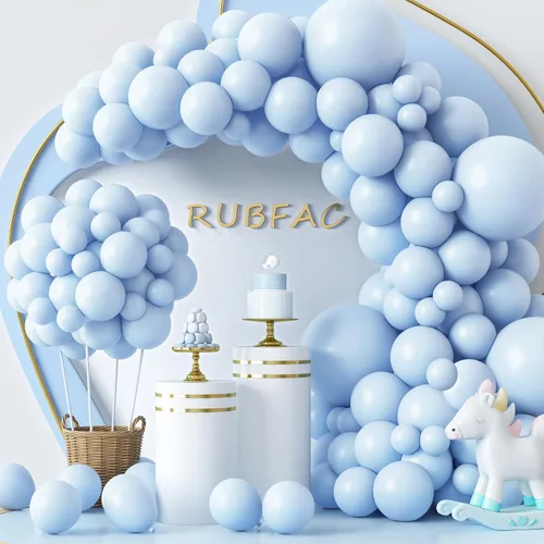 Miniatura 63 de Rubfac - Globos azul rey, 129 unidades, diferentes tamaños, 18, 12, 10 y 5 pulgadas para arco de guirnalda, decoración de cumpleaños azul, baby Azul