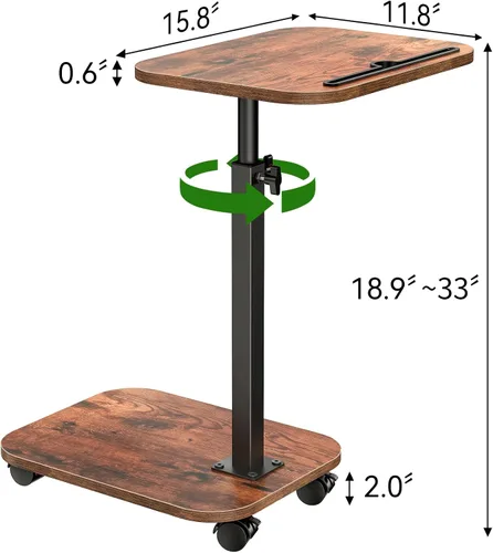 Miniatura 2 de XNSDXV Mesa de sofá para sofá, bandeja de TV giratoria de 360° para espacios pequeños, mesas auxiliares de altura ajustable para comer, mesa