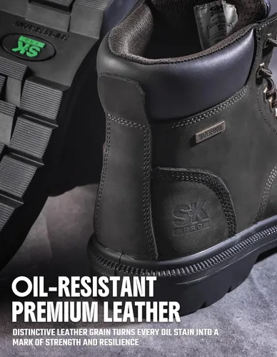 Miniatura 6 de SKPRO Botas de trabajo con punta de acero para hombres, zapatos de seguridad antideslizantes impermeables para la construcción, botas de trabajo