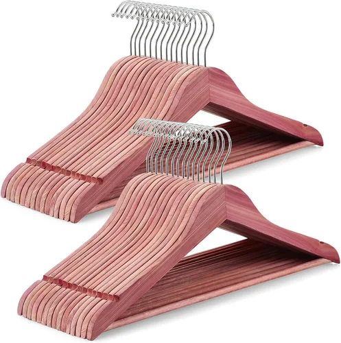 Miniatura 10 de TOPIA HANGER Perchas de madera para abrigos, paquete de 30 perchas de madera negra, gancho giratorio de 360° y muescas antideslizantes