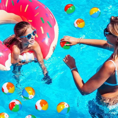 Miniatura 6 de Honoson Paquete de 50 mini bolas de playa para niños de 5 pulgadas, pequeñas bolas de playa inflables a granel para la piscina, regalos de fiesta