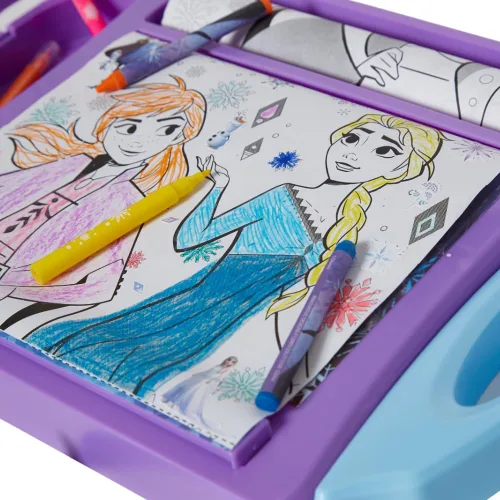 Miniatura 9 de Innovative Designs - Set de escritorio de arte con rodillos Disney Frozen para niñas y niños, actividad de colorear para viajar, con crayones