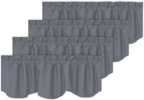Miniatura 16 de Turquoize - Cenefa opaca para ventanas de cocina/baño/sala de estar/dormitorio con aislamiento térmico, cenefa festoneada con bolsillo para Aqua