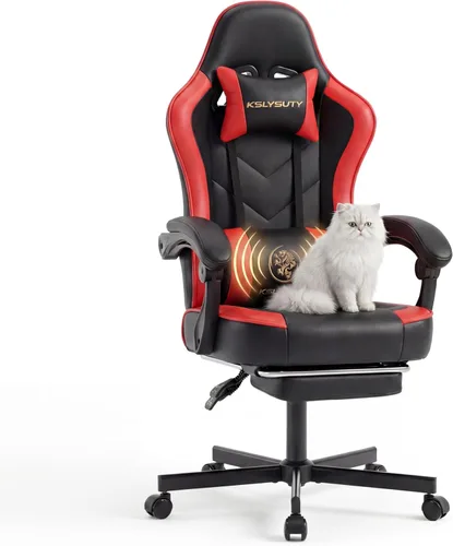 Miniatura 16 de Silla de escritorio para juegos para computadora, silla de oficina ergonómica de respaldo alto con reposapiés y soporte lumbar, sillas giratorias