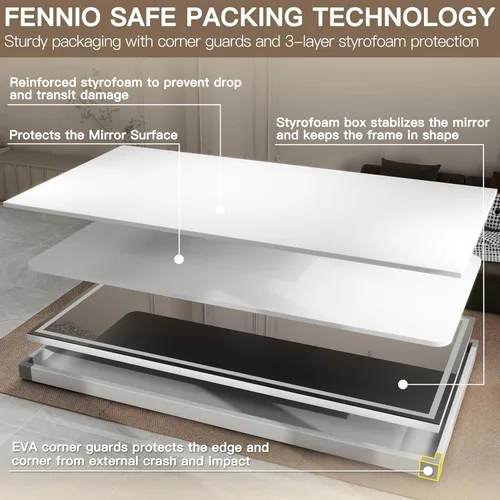 Miniatura 7 de FENNIO Espejo de longitud completa con luces, espejo LED de cuerpo completo de 70 x 32 pulgadas, espejo de piso iluminado de pie, espejo colgante