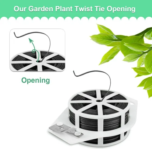 Miniatura 4 de Shintop Alambre de amarre giratorio para plantas de jardín de 328 pies con cortador para jardinería, hogar, oficina (negro)