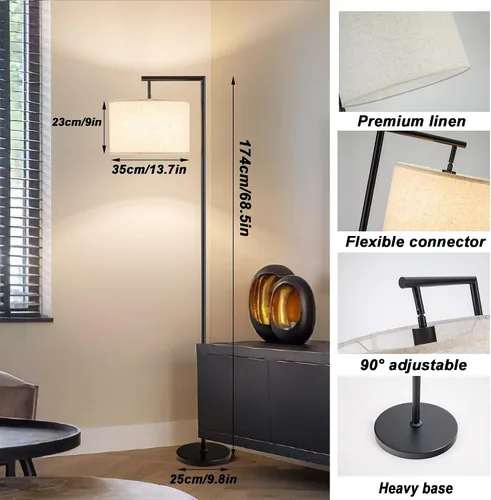 Miniatura 7 de Lámpara de pie inalámbrica regulable que funciona con pilas con control remoto Lámpara de pie de arco con cabeza ajustable para dormitorio y sala