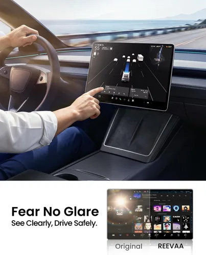 Miniatura 3 de REEVAA Protector de pantalla para Tesla Model Y Premium 2025, antirreflejos y sin huellas dactilares, vidrio templado aeroespacial 9H
