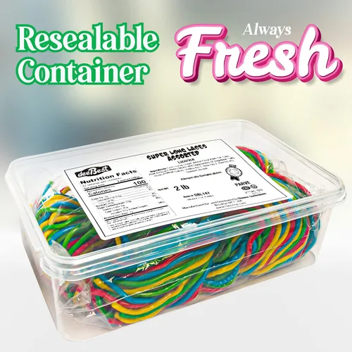 Miniatura 5 de Dee Best Caramelos de regaliz con sabor a fresa en forma de cuerda roja Suaves y masticables de extra larga duración, enrejados