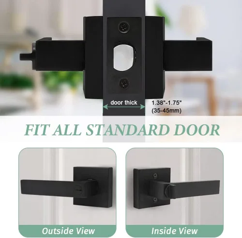 Miniatura 7 de SUNTAI Manijas de puerta de dormitorio/baño, manijas cuadradas para puertas de privacidad, color negro mate (paquete de 10)