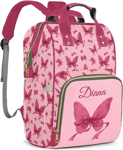 Miniatura 15 de Mochila de pañales personalizada con lazo con nombre, gran capacidad, multifuncional, bolsa de mamá, impermeable, elegante bolsa de lactancia Arco 05