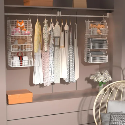 Miniatura 2 de PUPPYCUTE Organizador y almacenamiento de armario colgante, estantes colgantes de ropa, cestas de alambre para ropa, suéteres, bolsos, zapatos