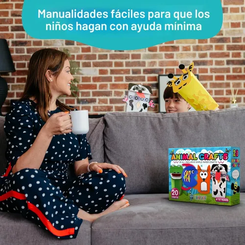 Miniatura 8 de Craftikit® - Kit galardonado de 20 manualidades de animales para niños de 3 a 10 años, kits de manualidades con todo incluido, divertida caja