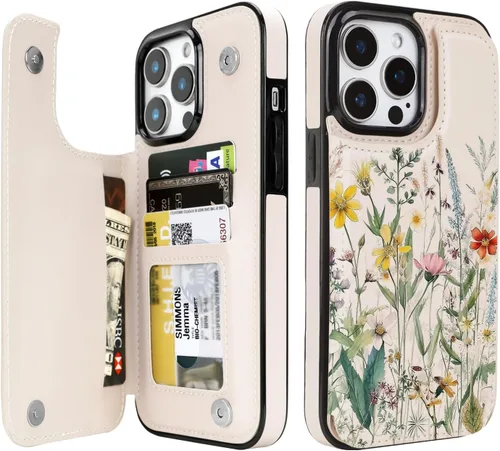 Miniatura 30 de uCOLOR Funda compatible con iPhone 13 Pro Max de 6.7 pulgadas con ranura para tarjetero, función atril, doble cierre magnético y diseño de bloqueo