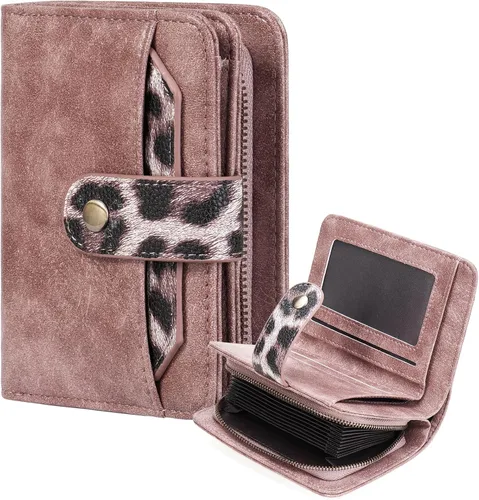 Miniatura 14 de GAEKEAO Cartera de cuero para tarjetas de crédito para mujer, bloqueo RFID, gran capacidad, plegable, con cremallera, organizador de tarjetas