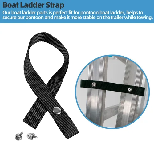 Miniatura 3 de Correa de escalera para pontón, accesorios de lancha pontón con broche de acero inoxidable y perno de tornillo, extra resistente, 4500 libras