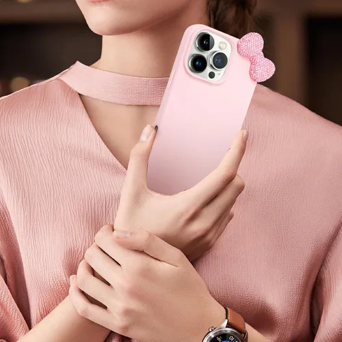 Miniatura 7 de Funda Linda para iPhone 13 de 6.1 Pulgadas con Protector de Pantalla HD, Fundas de Teléfono con Arco de Pedrería de Color Rosa para Mujeres Niñas