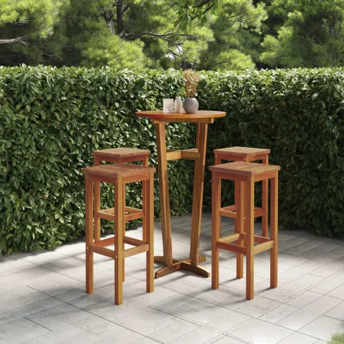 Taburetes de bar 4 piezas de madera maciza acacia al aire libre Patio comedor sillas de césped al aire libre Sillas para Comedor para picnic patio,