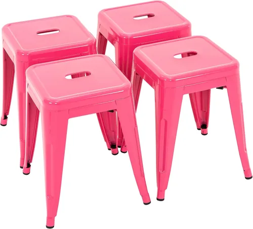 Miniatura 28 de Brage Living Juego de 4 taburetes industriales de metal de 18 pulgadas, taburetes apilables para aula, sillas de comedor de metal sin espalda