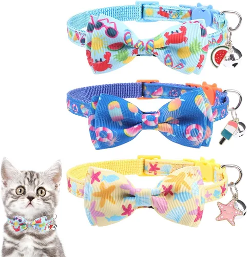 Miniatura 11 de KOOLTAIL Breakaway - Collar de gato con soporte para etiqueta de aire y campanas, collares reflectantes para gatitos, collares de gatitos lindos
