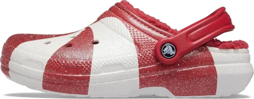 Crocs Women's Classic Holiday Lined Fuzzy Clogs Blanco/Rojo