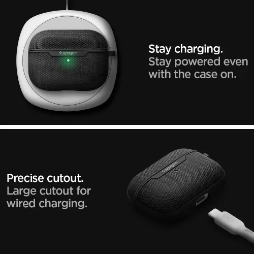 Miniatura 5 de Spigen Urban Fit - Funda para AirPods Pro (2019), funda de tela prémium con mosquetón, color negro