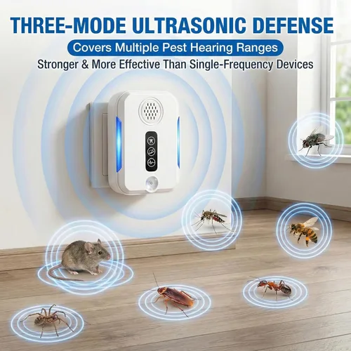 Miniatura 2 de Repelente ultrasónico de roedores para interiores, 1 paquete, enchufe electrónico de control de plagas para ratas, ratones, cucarachas, arañas