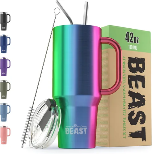 Miniatura 53 de Beast Vaso Térmico de 30 oz de Acero Inoxidable con Aislamiento al Vacío para Café y Hielo de Doble Pared Termo de Viaje (Rojo Arándano)