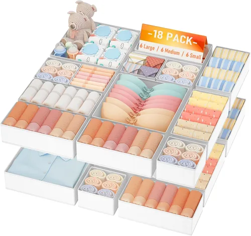 Miniatura 31 de DIMJ Organizador de Cajones para Almacenamiento de Ropa - Paquete de 20 Organizadores de Cómoda para Bebé para Guardería, Contenedores Organizadores