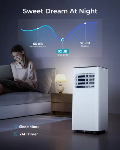Miniatura 3 de EUHOMY Aire acondicionado portátil de 8,000 BTU, unidad de CA portátil 3 en 1 con refrigeración, deshumidificador, ventilador, modo de suspensión