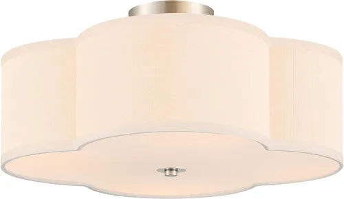 Miniatura 14 de VONLUCE Lámpara de techo semiempotrada de 12.6 pulgadas, moderna lámpara de techo de 3 luces con pantalla en forma de pétalos blancos, 3 enchufes