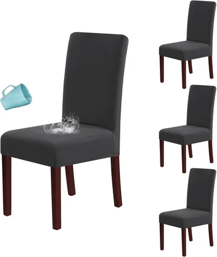 Miniatura 8 de H.VERSAILTEX Juego de 2 fundas 100% impermeables para sillas de comedor, fundas elásticas para sillas de comedor, fundas protectoras para sillas