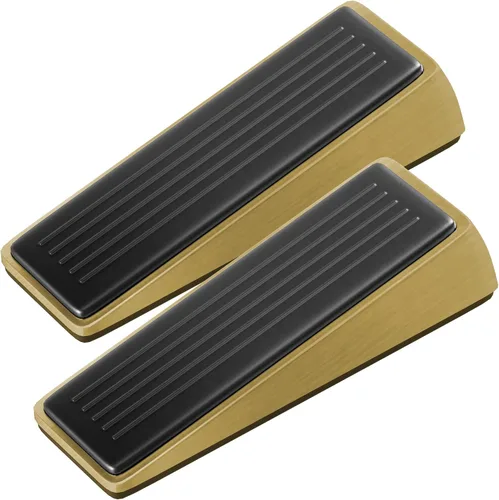Miniatura 10 de Architectural Hardware - Tope de puerta de zinc resistente con agarres de goma antirozaduras - Topes de puerta de metal y goma para la parte