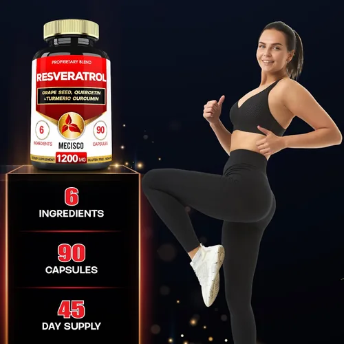Miniatura 5 de Mecisco Suplemento de resveratrol trans con semilla de uva, cardo mariano y más - Resveratrol - 6 soportes herbales para el sistema inmunológico