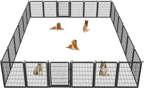 Miniatura 12 de Corralito para perros, 40 pulgadas de altura, 14 paneles con umbral bajo, puerta completa y doble cerradura, cerca para perros al aire libre