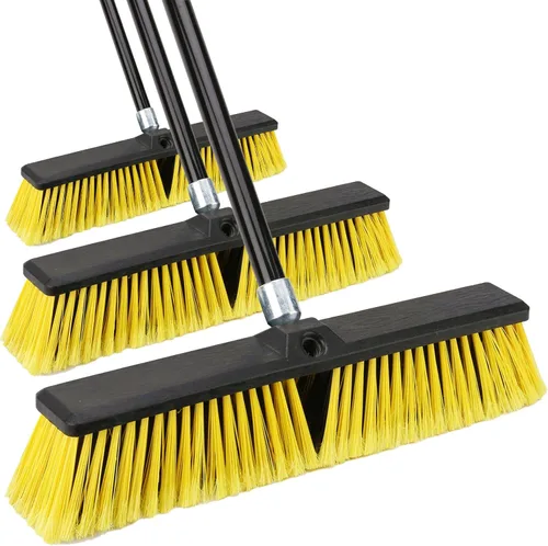 Miniatura 7 de Escoba de empuje de 18 pulgadas para exteriores, escoba resistente con mango largo de 63 pulgadas para terraza, entrada, garaje, patio, limpieza