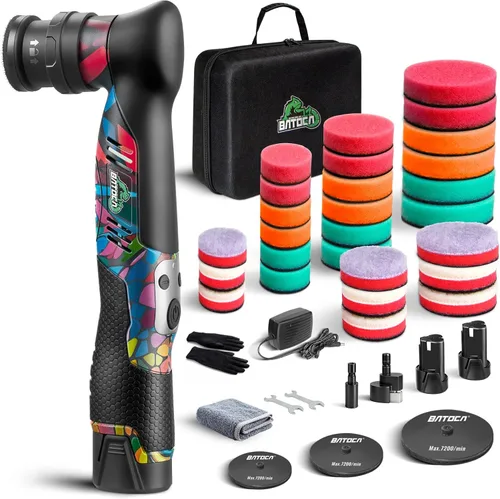 BATOCA S5 Mini pulidora de coche inalámbrica Lijadora pulidora de doble acción rotativa pequeña máquina pulidora para detalles de automóviles 1