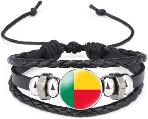 Miniatura 5 de vmcoatdu Mundial Muchas Banderas Nacionales Brazalete Retro de Aleación de Cuero para Pulsera de Cuerda Trenzada de Bandera Nacional
