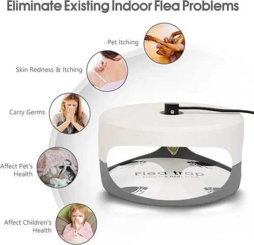 Miniatura 2 de Paquete de 2 trampas para pulgas para el interior de tu hogar, mata insectos en la cama con 6 bombillas y 4 almohadillas adhesivas, trampa
