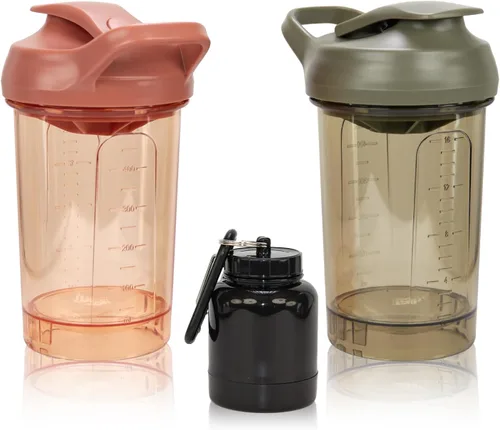 Botella mezcladora de proteínas de 20 onzas, vasos mezcladores de proteínas a prueba de fugas para gimnasio, fitness y suplementos, material PETG (1