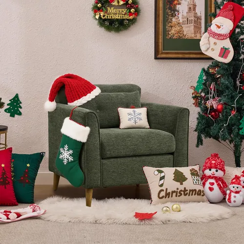 Miniatura 3 de Silla decorativa moderna con patas de madera, sillón de tela de felpa, acogedora silla de lectura para sala de estar, dormitorio, estudio