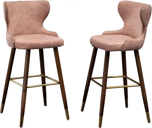 Miniatura 13 de Roundhill Furniture Nevis Mid-Century - Juego de 2 herramientas modernas de piel sintética copetuda, con adornos de clavos, color blanco