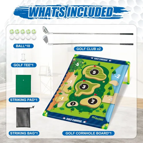 Miniatura 7 de Juego de astillado de golf de velcro con 2 palos, juego de batalla de golf adhesivo portátil para interiores y exteriores, patio trasero, parque