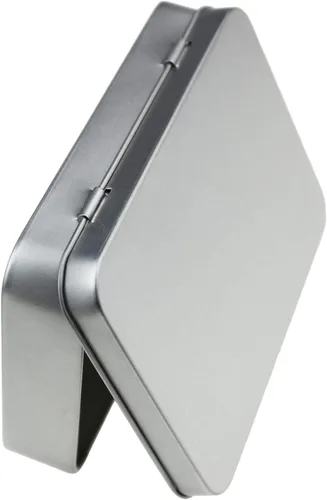 Miniatura 7 de 12 recipientes rectangulares de metal vacíos con bisagras para necesidades básicas, organizador de almacenamiento para el hogar, juego de mini Plata