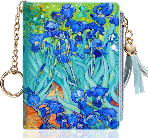 Miniatura 10 de Gostwo Billeteras pequeñas para mujer, elegante cartera para mujer con ventana de identificación, bolsillo con cremallera para monedas y borla.