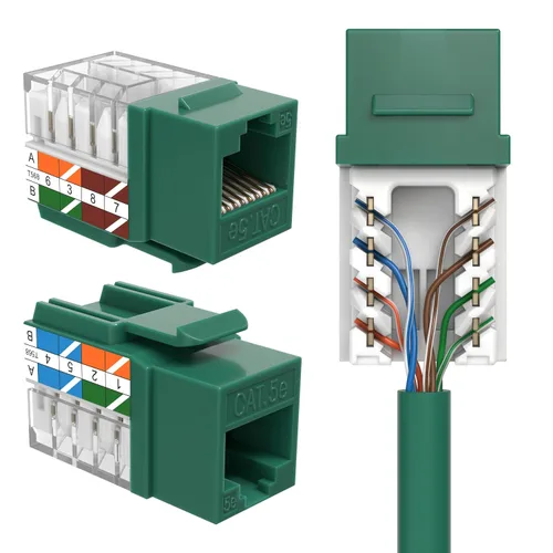 Miniatura 10 de Cat5e Keystone Ethernet Wall Jack Punch Down UTP 45 grados (terminación más fácil que 90 grados), terminación de velocidad de perfil delgado RJ45