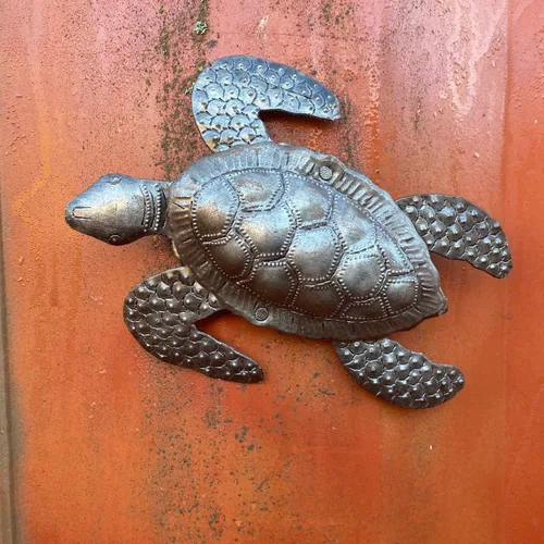Miniatura 5 de It's Cactus Tortugas marinas, arte metálico de playa, juego de 2, figuras náuticas para colgar en la pared, decoración del hogar, animales marinos